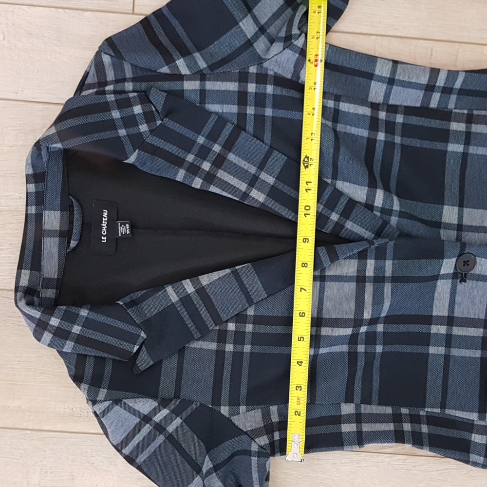 Le Château Longer Length Plaid Blue Blazer - Picture 5 of 7